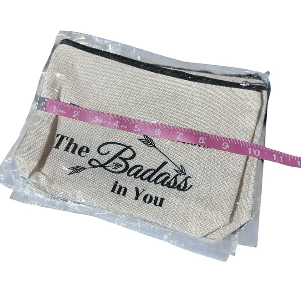 Inspirational Zipper Pouch - White with Black Text 10” x 7” - Picture 2 of 3